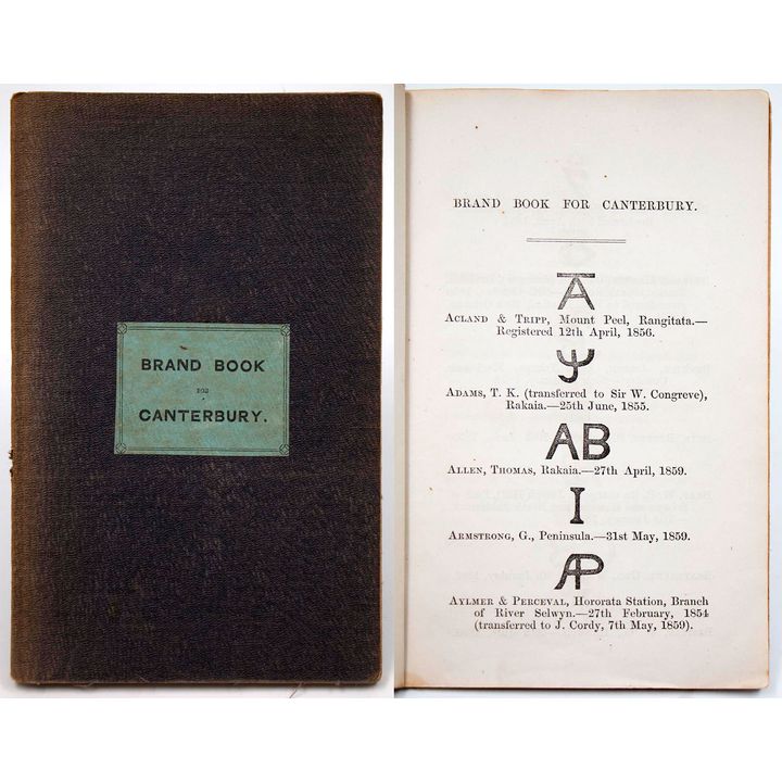 TURNER, G. [Registrar of brands] - Brand Book for Canterbury: