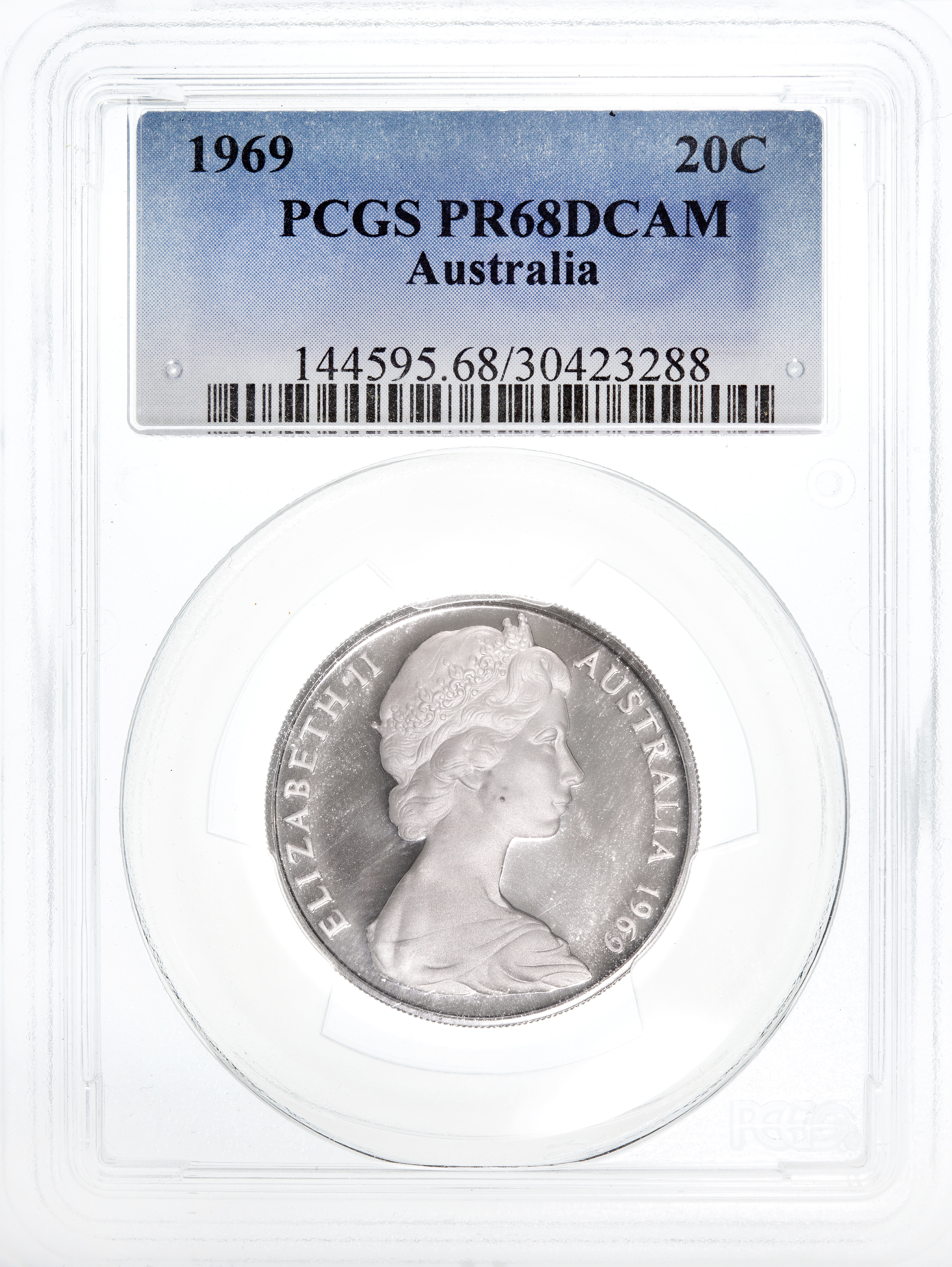 Twenty Cent, 1969, PCGS PR68DCAM