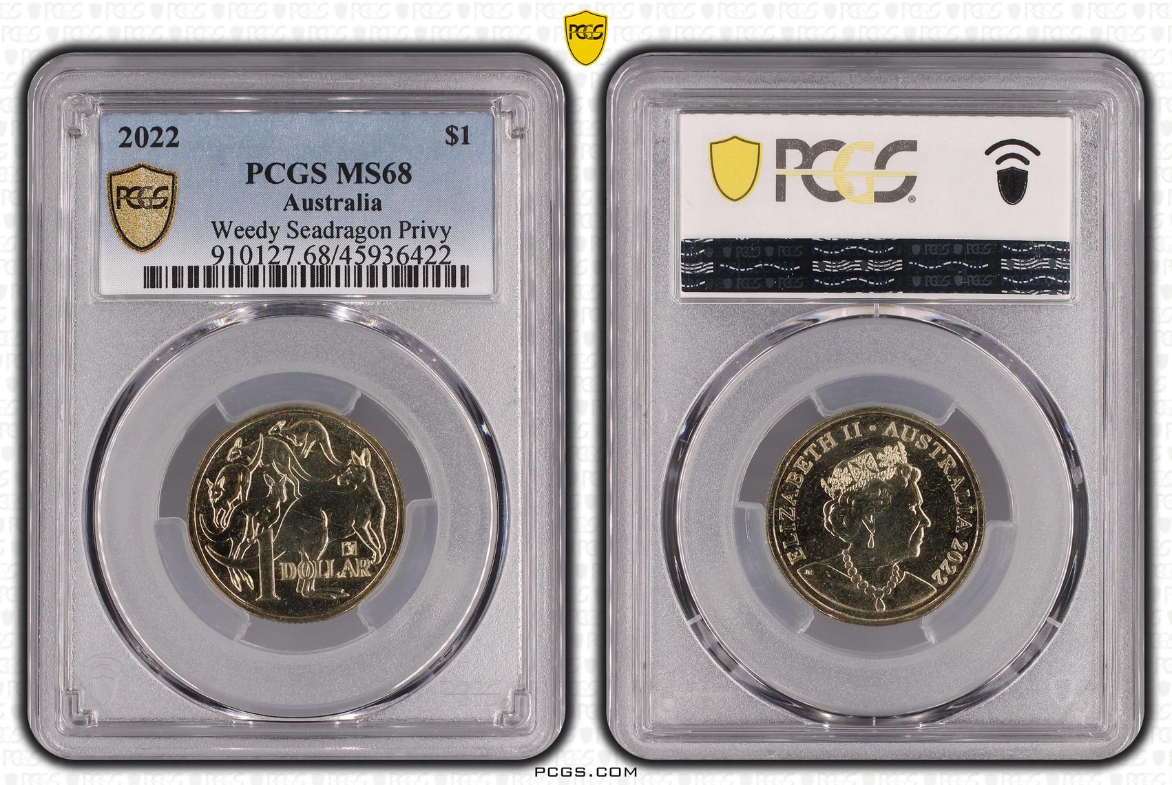Elizabeth II, Weedy Seadragon Privy, One Dollar, 2022, PCGS MS 68