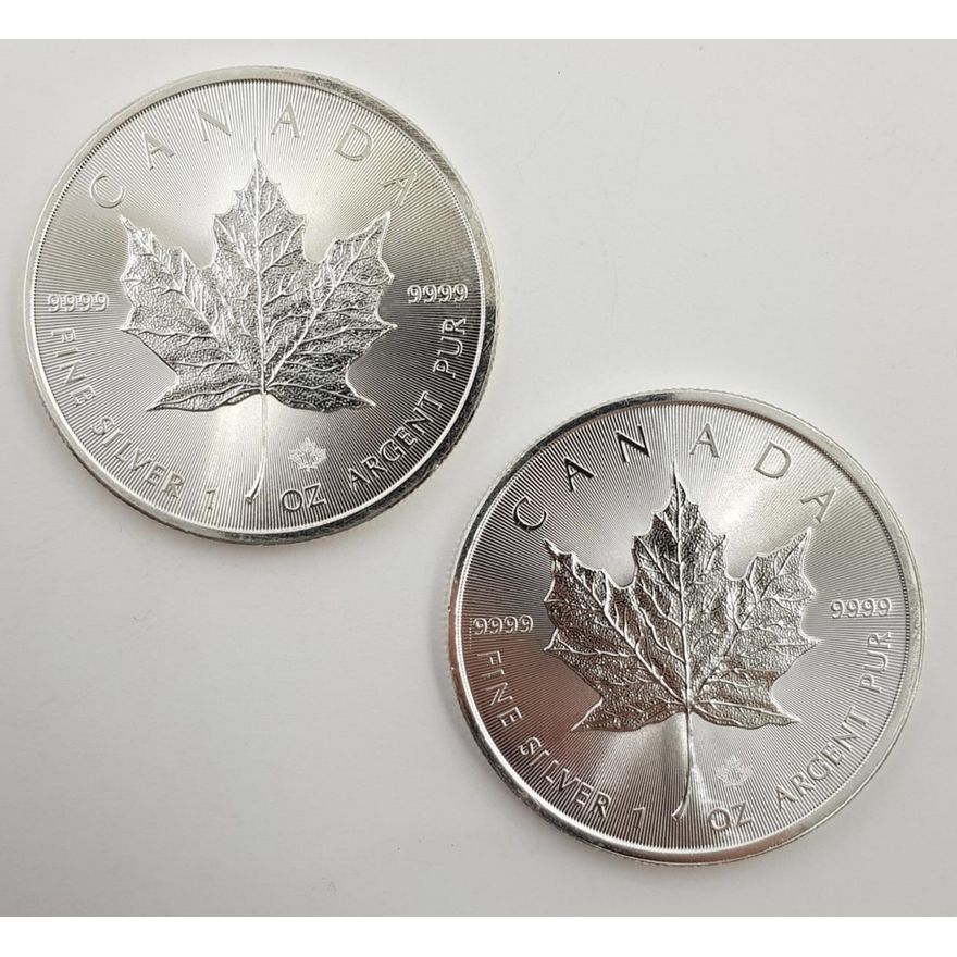 Silver 1oz Maple Leaf Bullion Coins (x2)