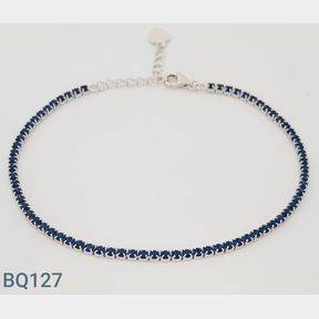 Sterling Silver Blue Colour Cz Tennis Bracelet - 51533/230