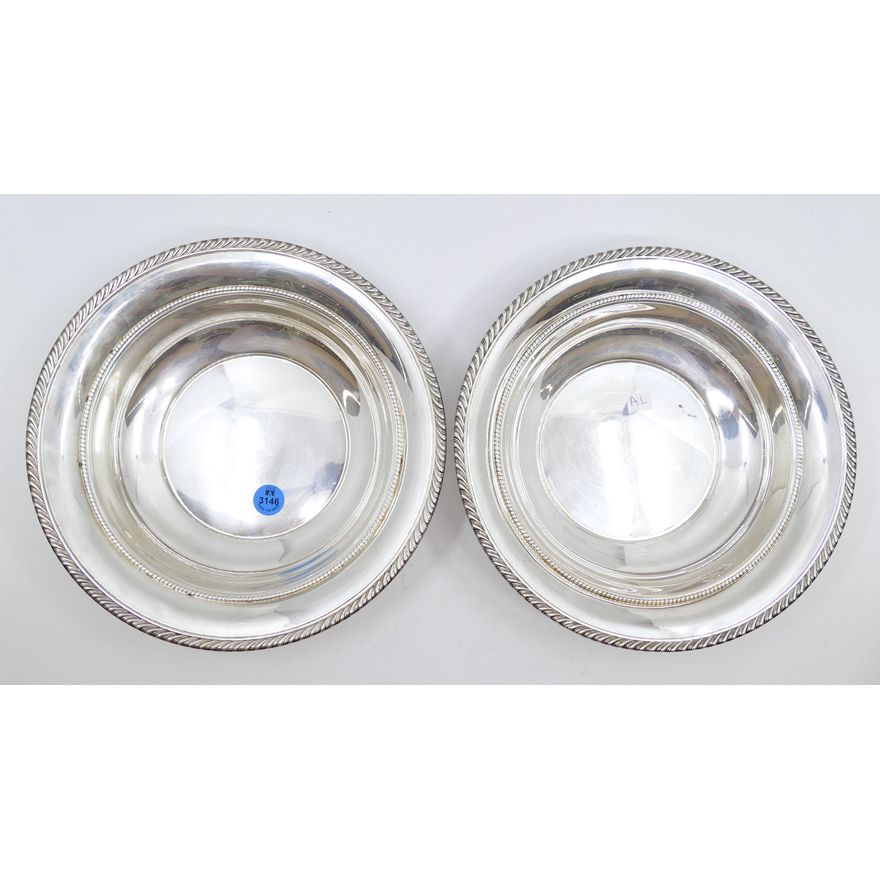 Pair Gorham Sterling Bowls 9'' - 455 Grams TW