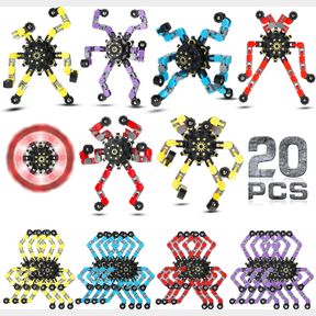 20 PCS TRANSFORMABLE CHAIN ROBOT FINGER SPINNER ROBOT DEFORMED MECHANICAL SPIRAL TWISTER FINGERTIP SPINNERS SPIRAL TWISTER FINGERT