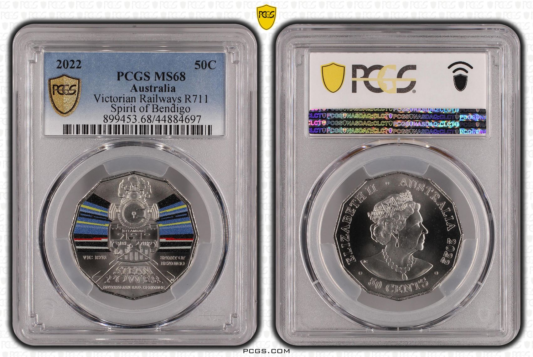 Victorian Railways R711 - Australian Rail Heritage, Fifty Cent, 2022, PCGS MS68