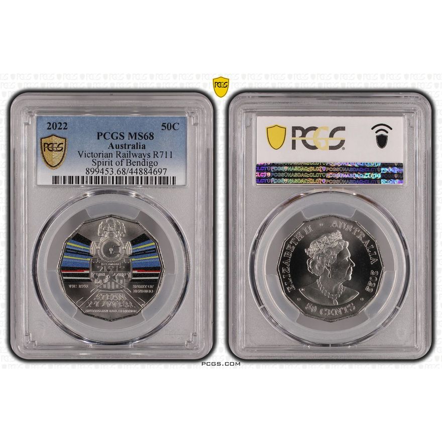 Victorian Railways R711 - Australian Rail Heritage, Fifty Cent, 2022, PCGS MS68