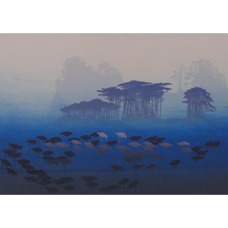 Elton Bennett (1910-1974, WA) 'The Hurrying Feet (Blue)' Plate Signed Serigraph Framed- 23x29''