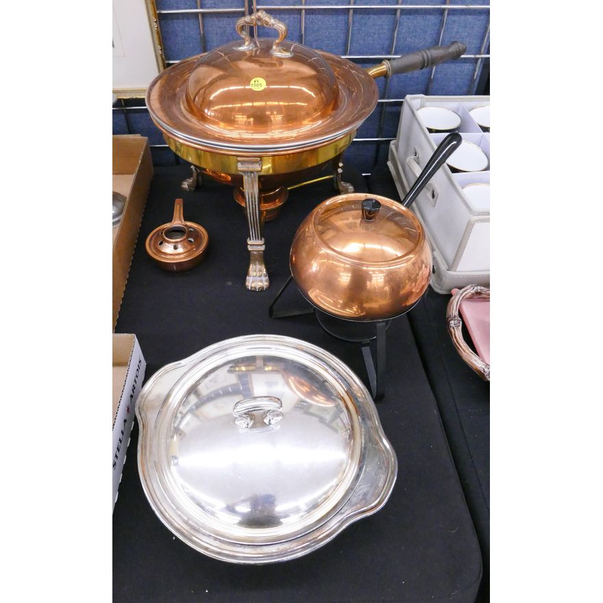3pc Copper Chafing Dish Etc