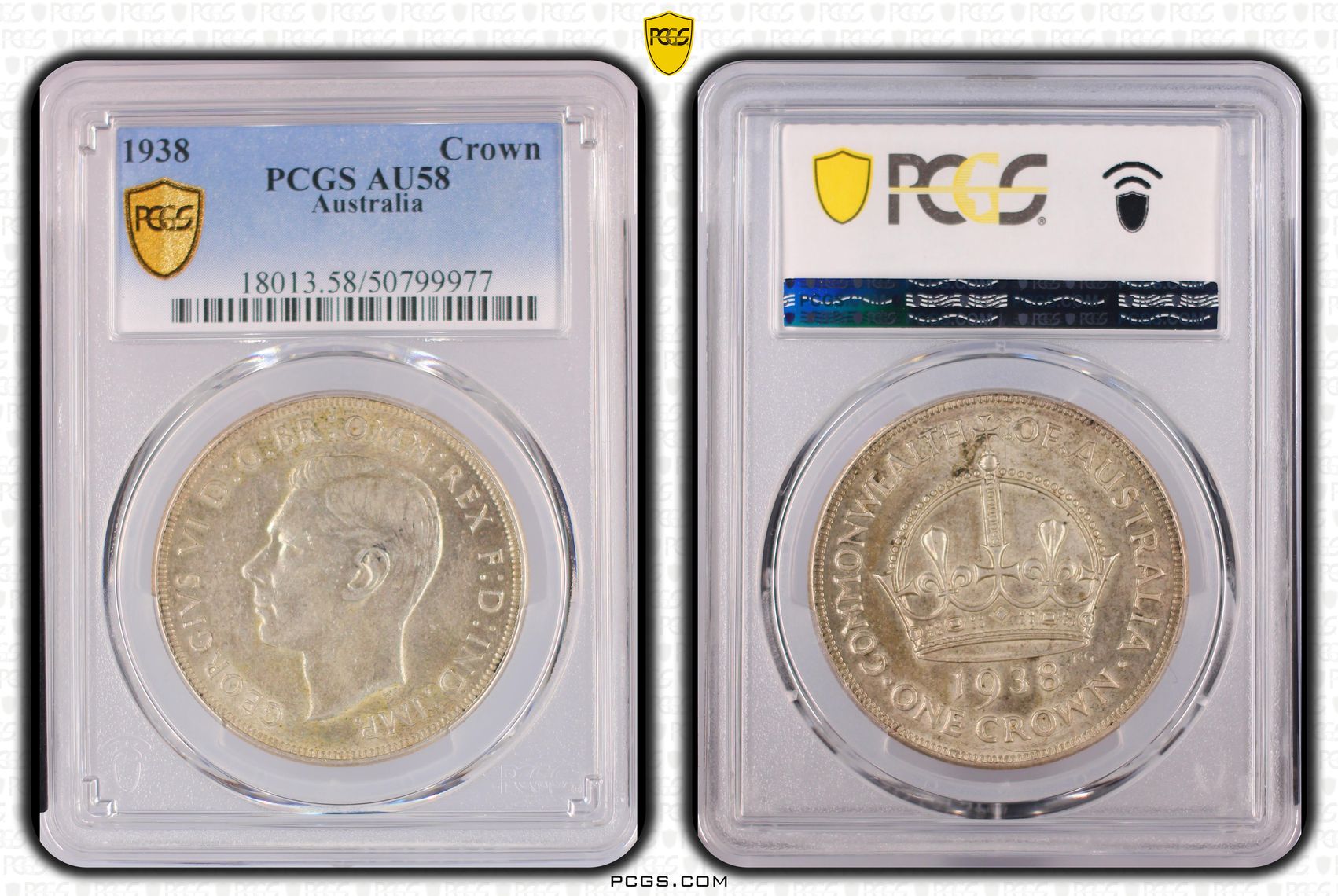 George VI, Crown, 1938, PCGS AU58