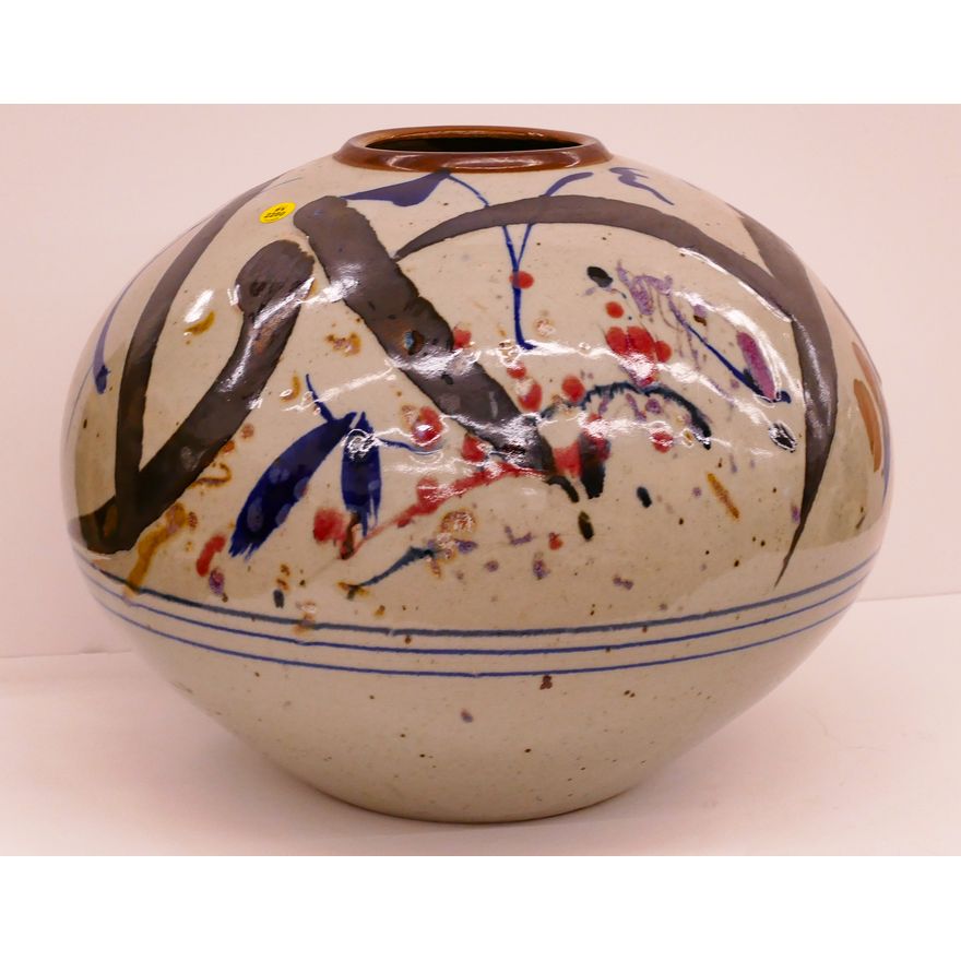 Gerald Newcomb Large Studio Pottery Ball Vase- 14x16''