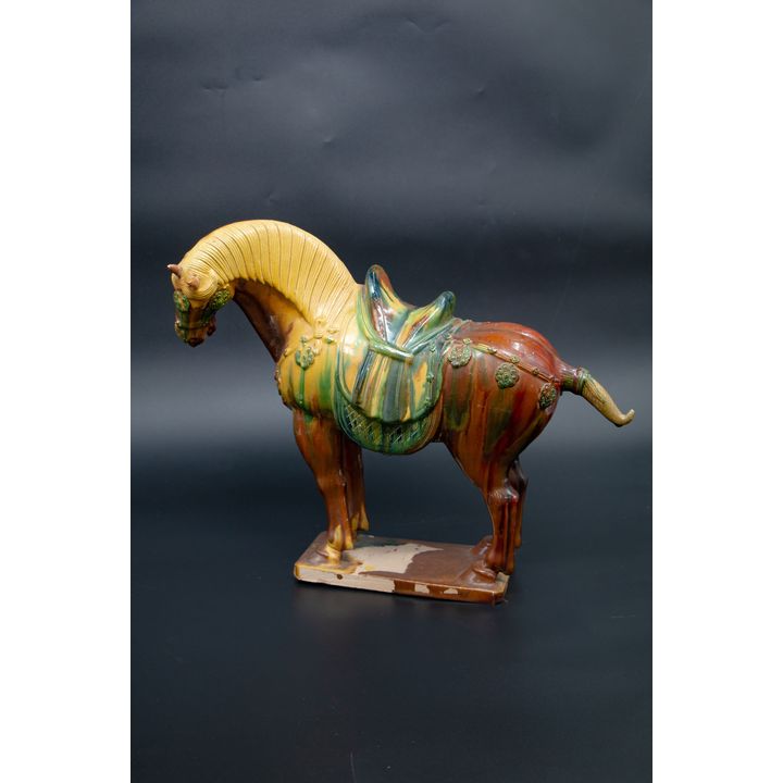 Chinese Tang style pottery horse - with sancai decoration