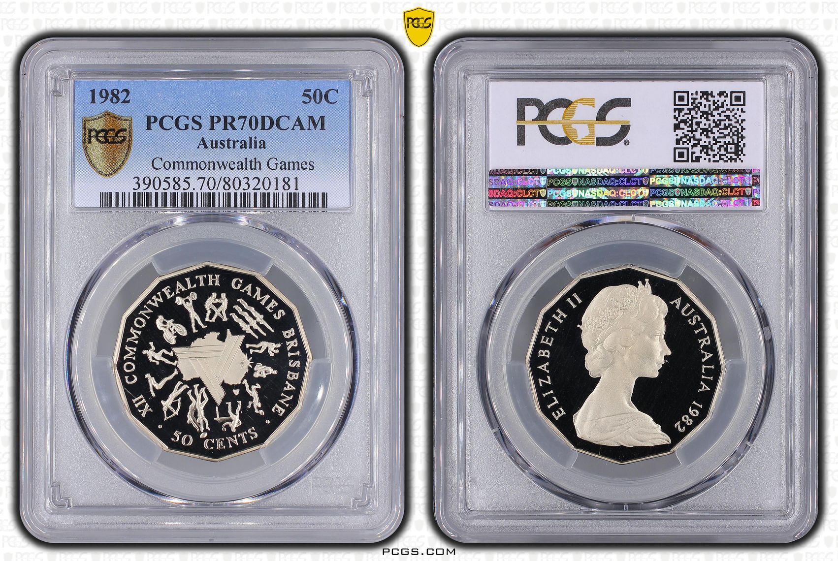 260 · 1982 Australia Fifty Cent, 50c Commonwealth Games PCGS - PR70DCAM POP 4/0 -181