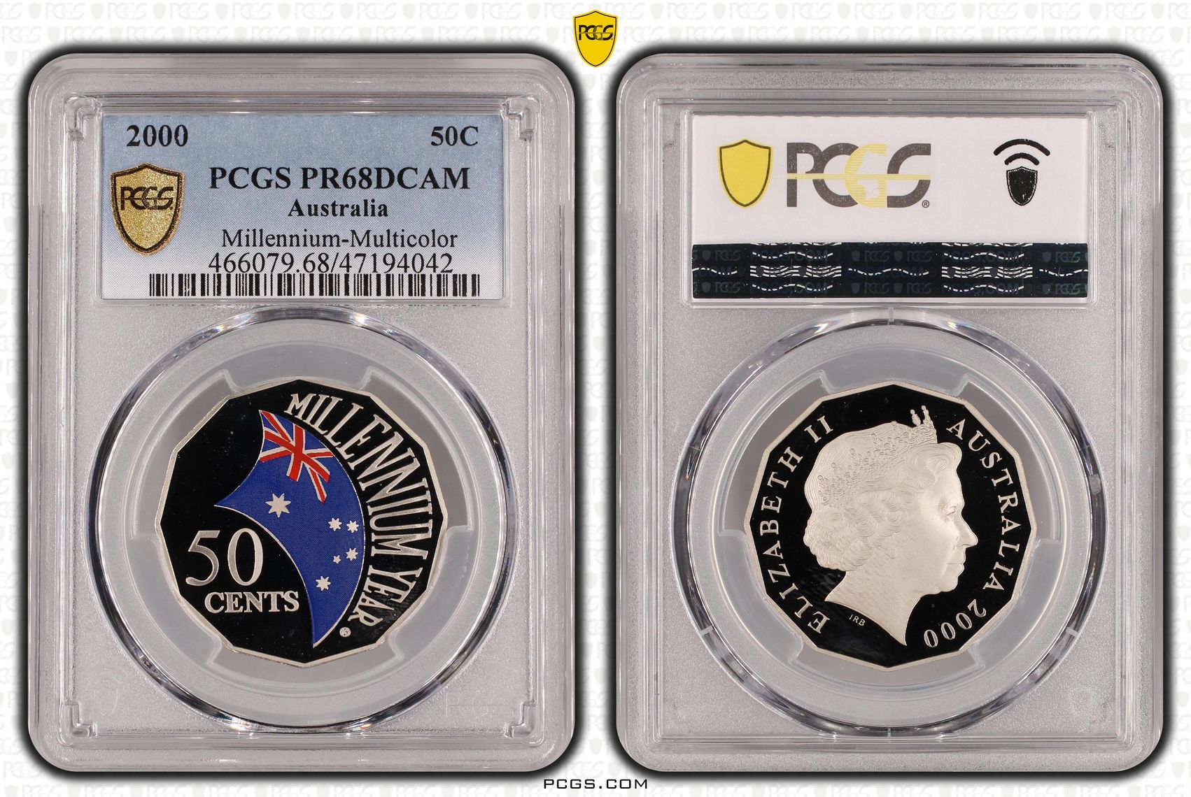 Elizabeth II, Millennium-Multicolor, Fifty Cent, 2000, PCGS PR68DCAM