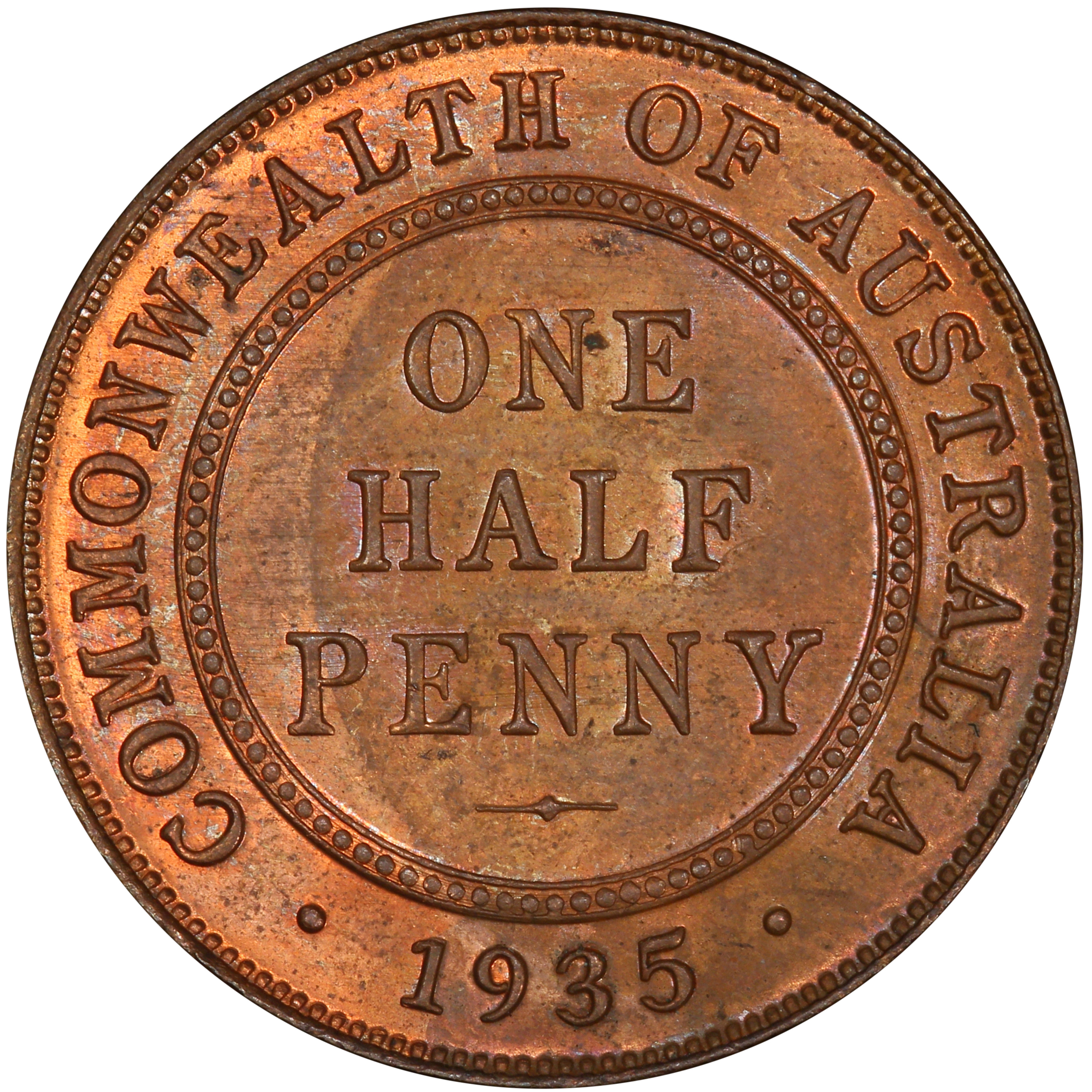 George V, Halfpenny, 1935, MS 64 RB