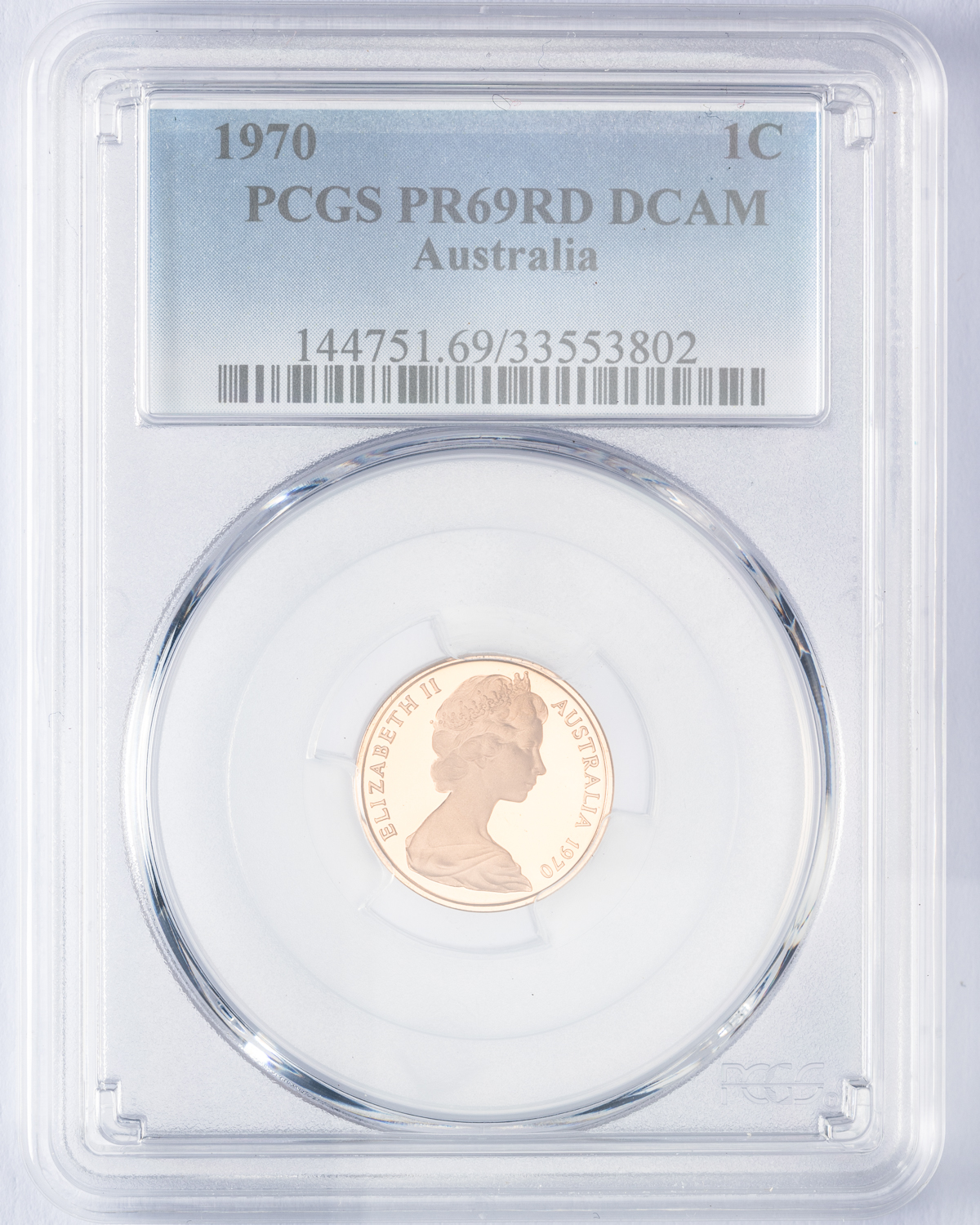 Elizabeth II, One Cent, 1970, PCGS PR69DCAM