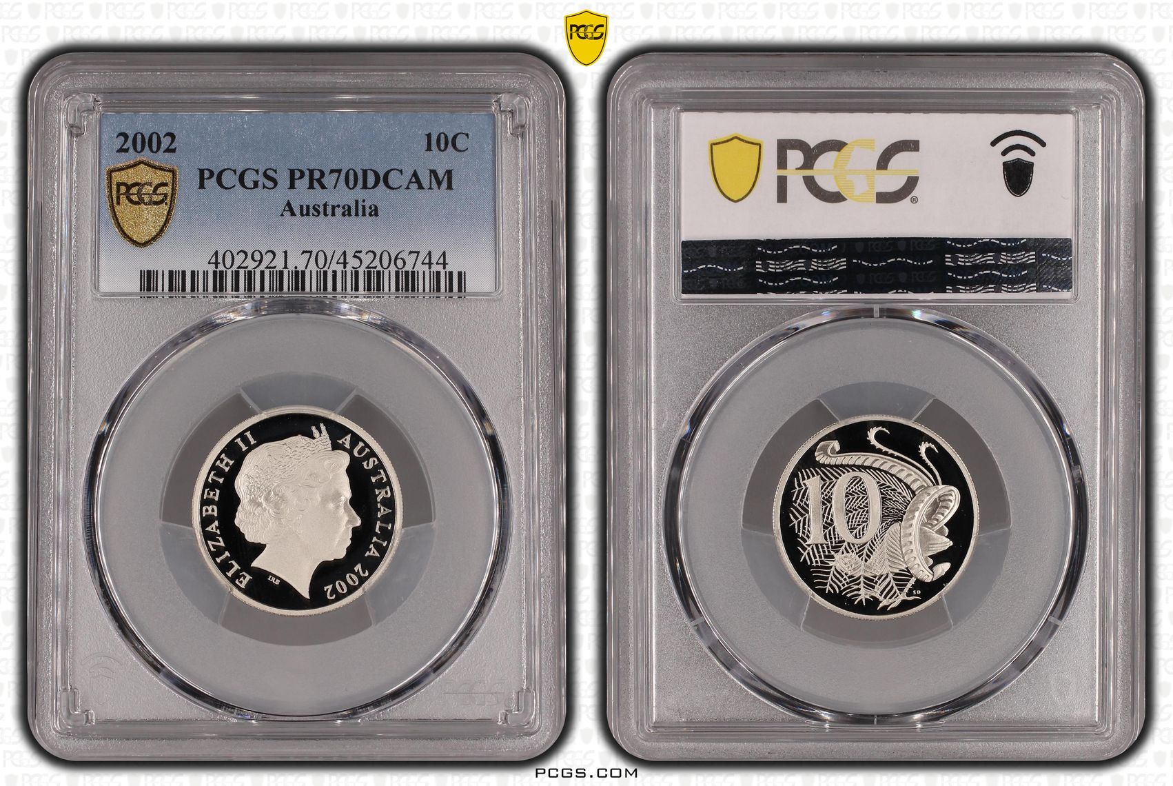 Elizabeth II, Ten Cent, 2002, PCGS PR 70DCAM