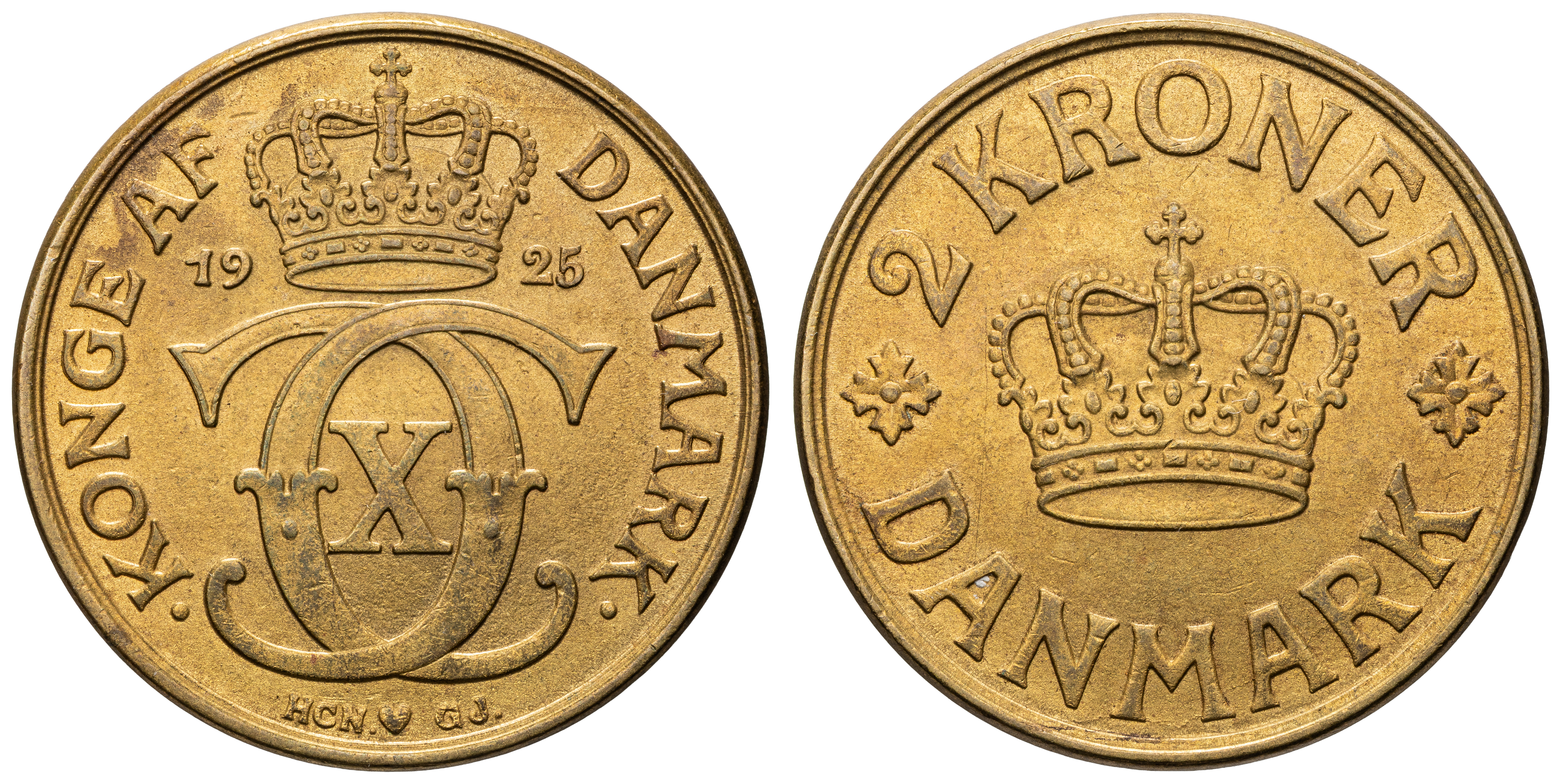 Denmark, Two Kroner, 1925, CHU