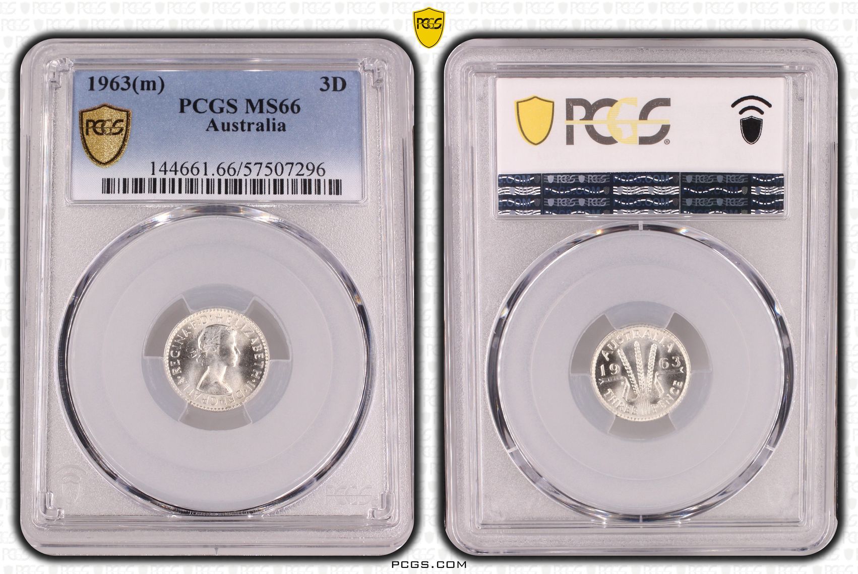 55 · Threeepence, 1963(m), PCGS MS66
