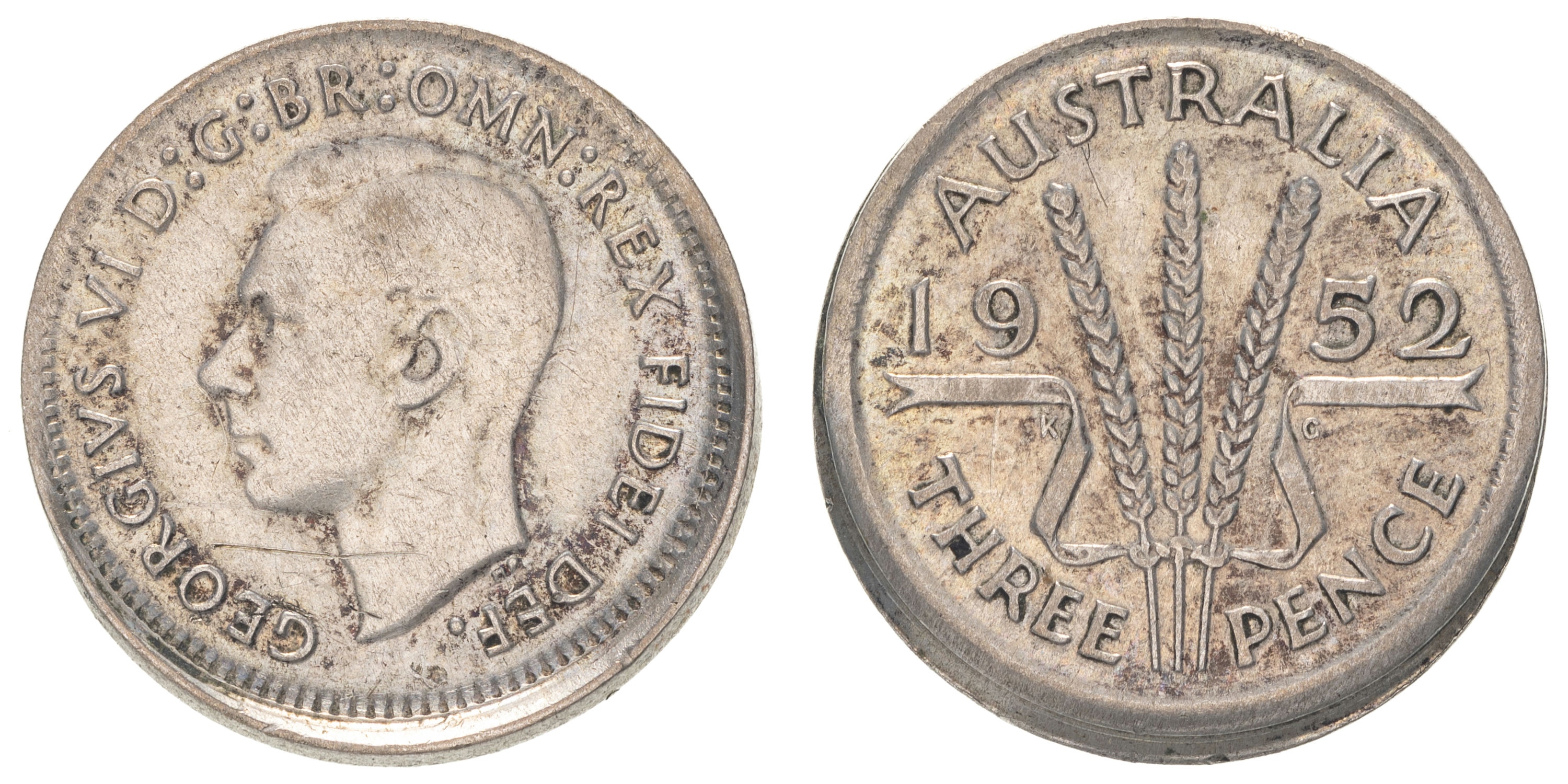 George VI, Threepence, 1952, aFine