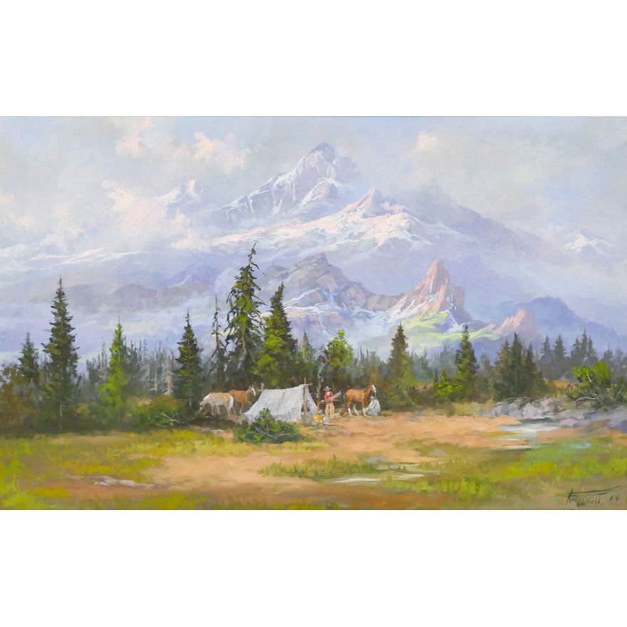 Fred Oldfield ''Mountain Camp'' 1964 Oil