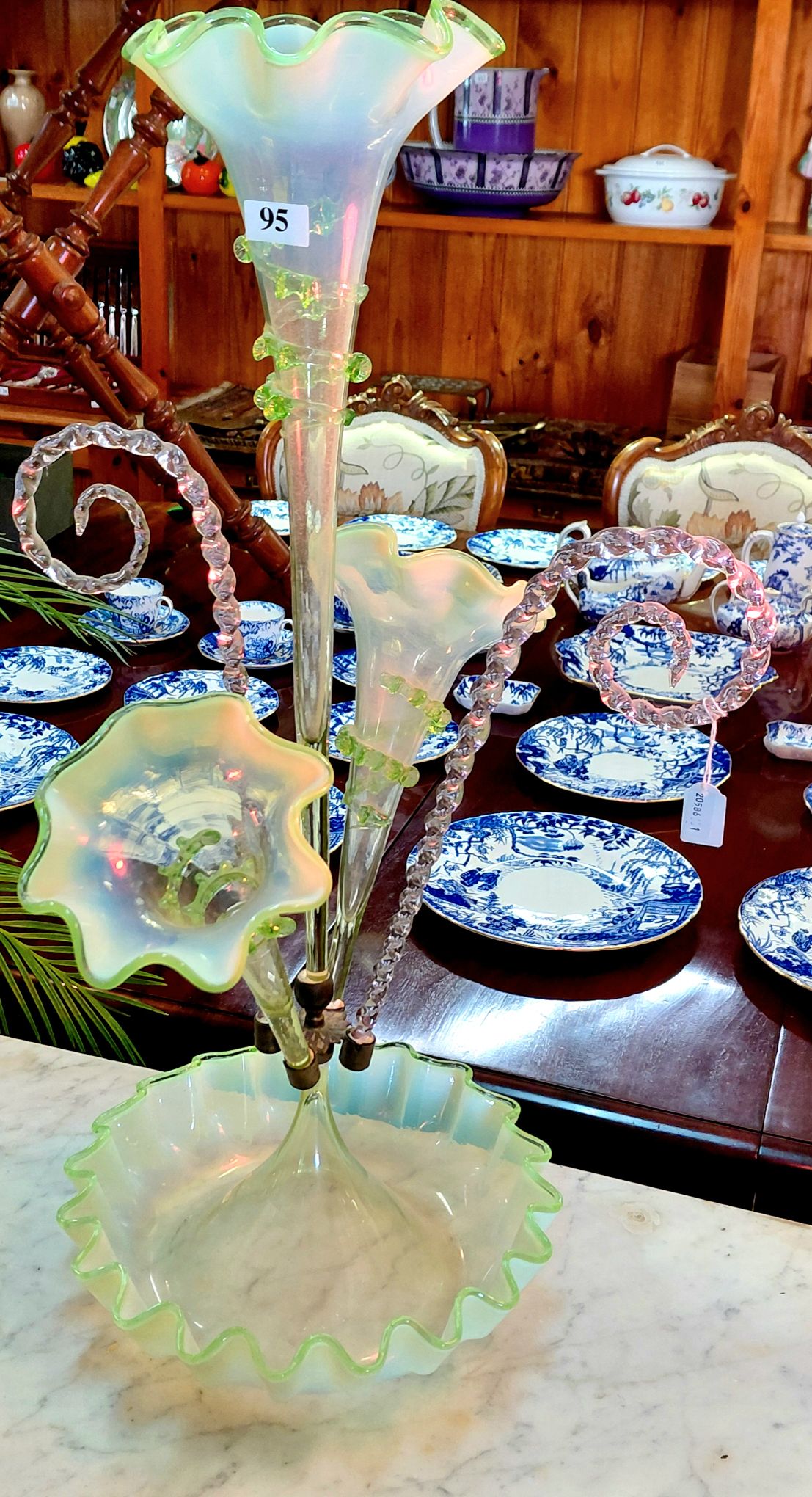 95 · VICTORIAN URANIUM GLASS TABLE TOP EPURGNE