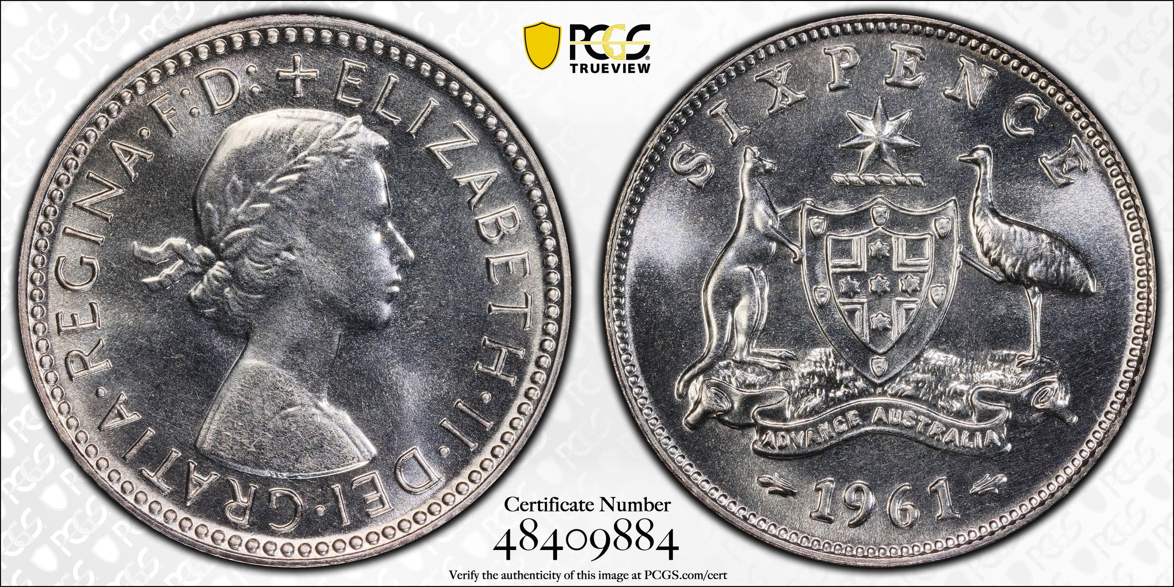 Elizabeth II, Sixpence, 1961(m), PCGS PR66