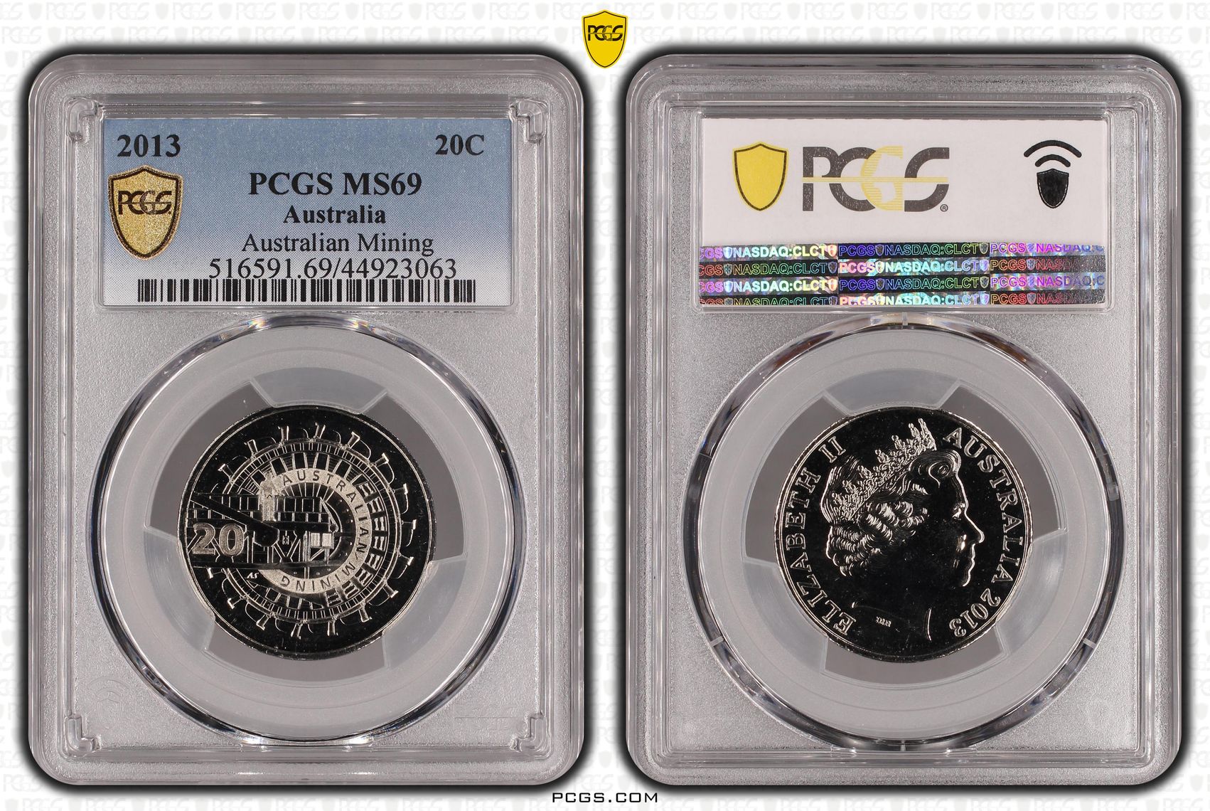 58 · 2013 Australia Twenty Cent, 20c Australian Mining PCGS - MS69 POP 4/0 -063