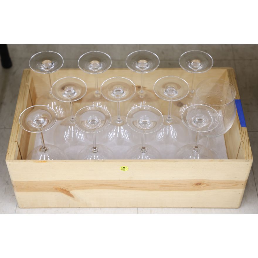 Set 12 Large Crystal Wine Goblets