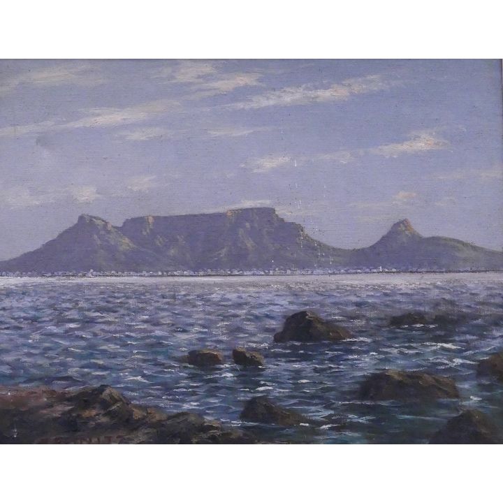George Paul Canitz 'Table Bay South Africa' Impressionist Oil Painting Framed- 20x25''