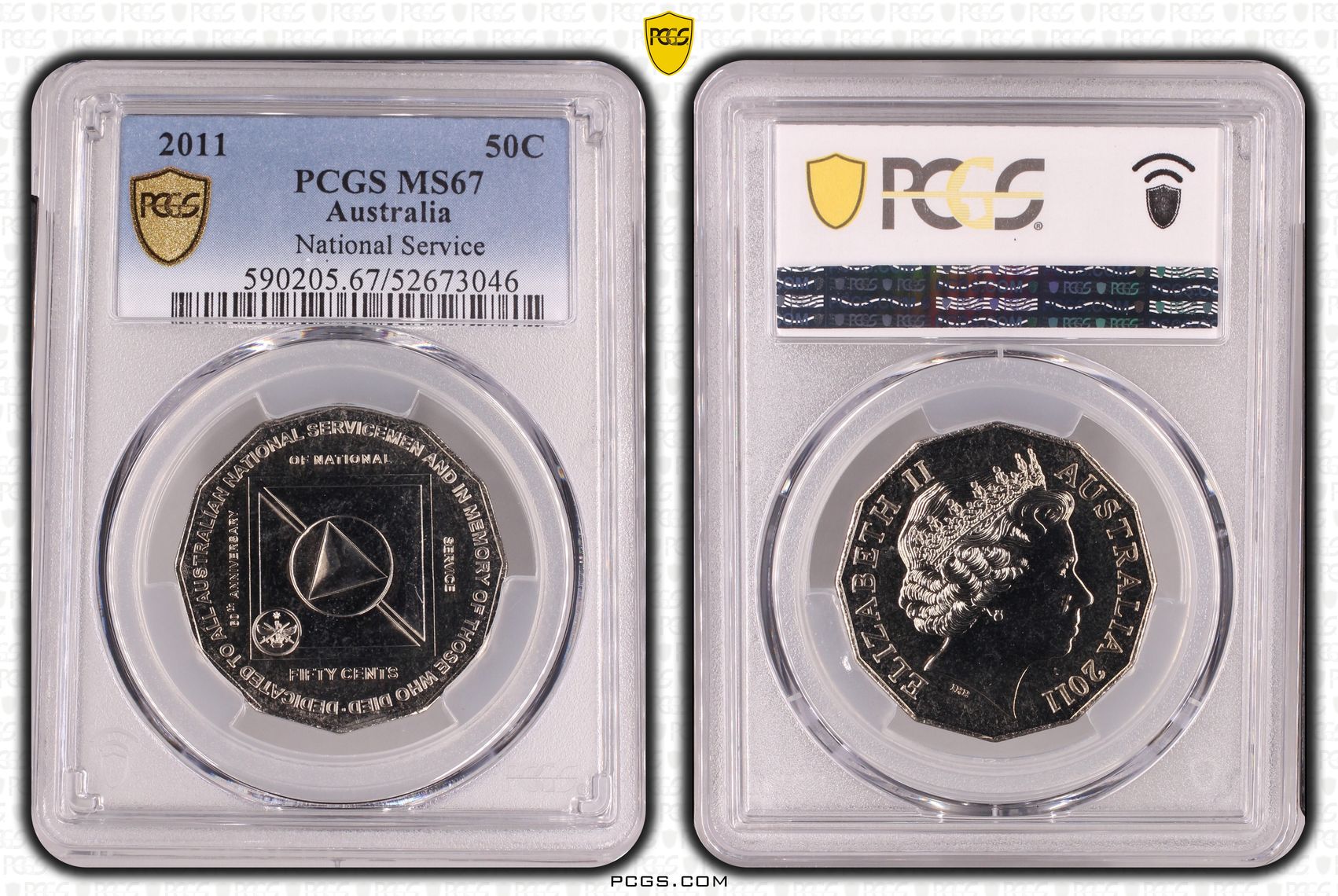 123 · National Service, Fifty Cent, 2011, PCGS MS67