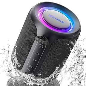 BLUETOOTH SPEAKER WIRELESS, IP67 WATERPROOF & DUSTPROOF PORTABLE SPEAKER WITH LIGHTS, 15W LOUD STEREO SOUND, 2500MAH BATTERY ALL D