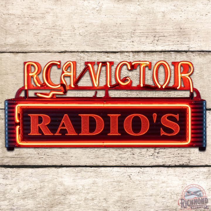 RCA Victor Radio's Die Cut Etched Glass Art Deco Neon Countertop Sign