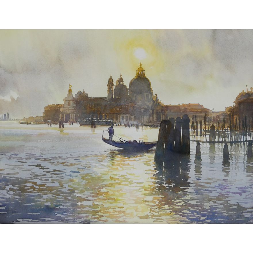 Venetian Lagoon Watercolor. Unidentified Artist.