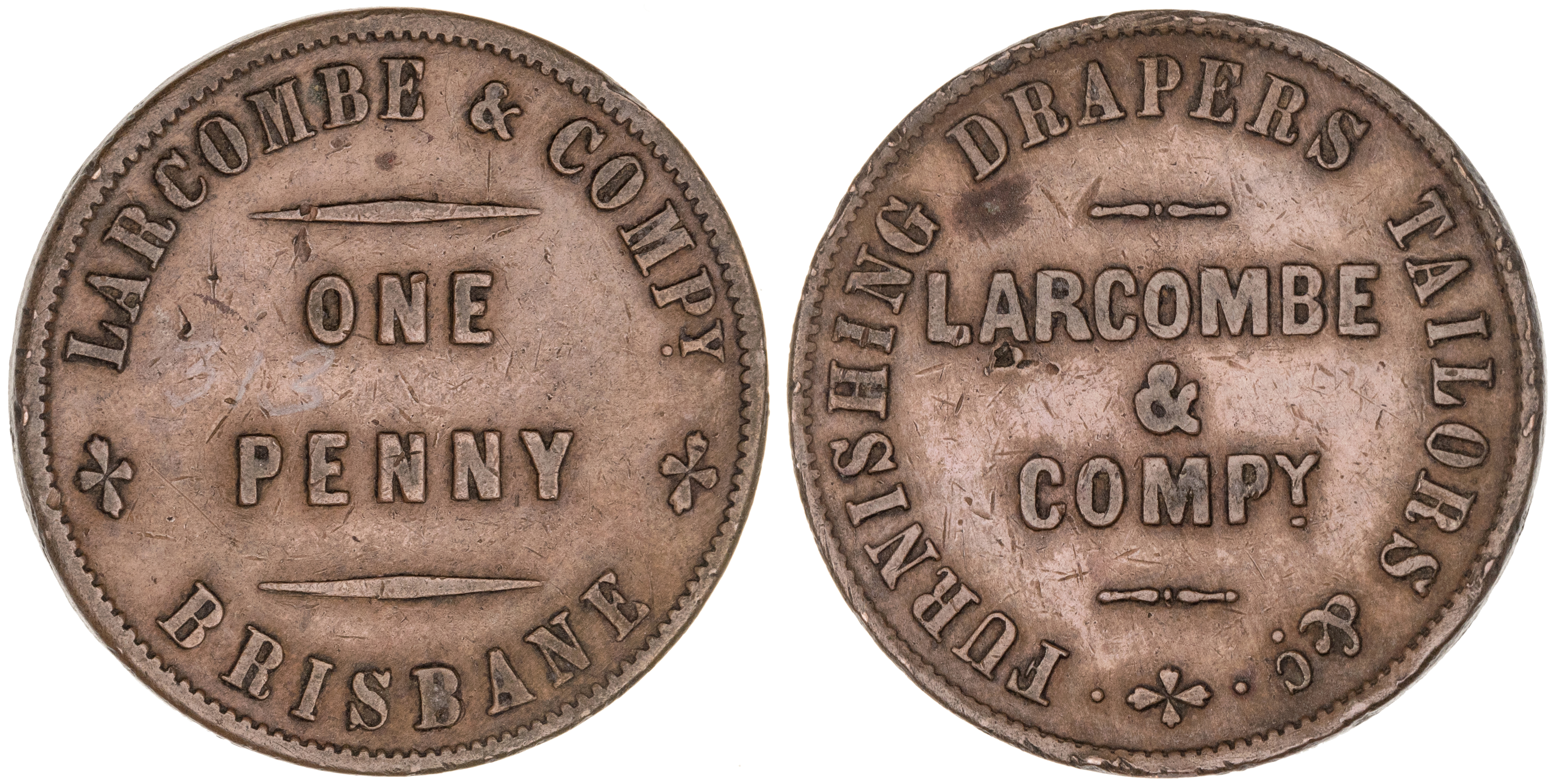Brisbane, Queensland, Larcombe & Co., Penny, VF