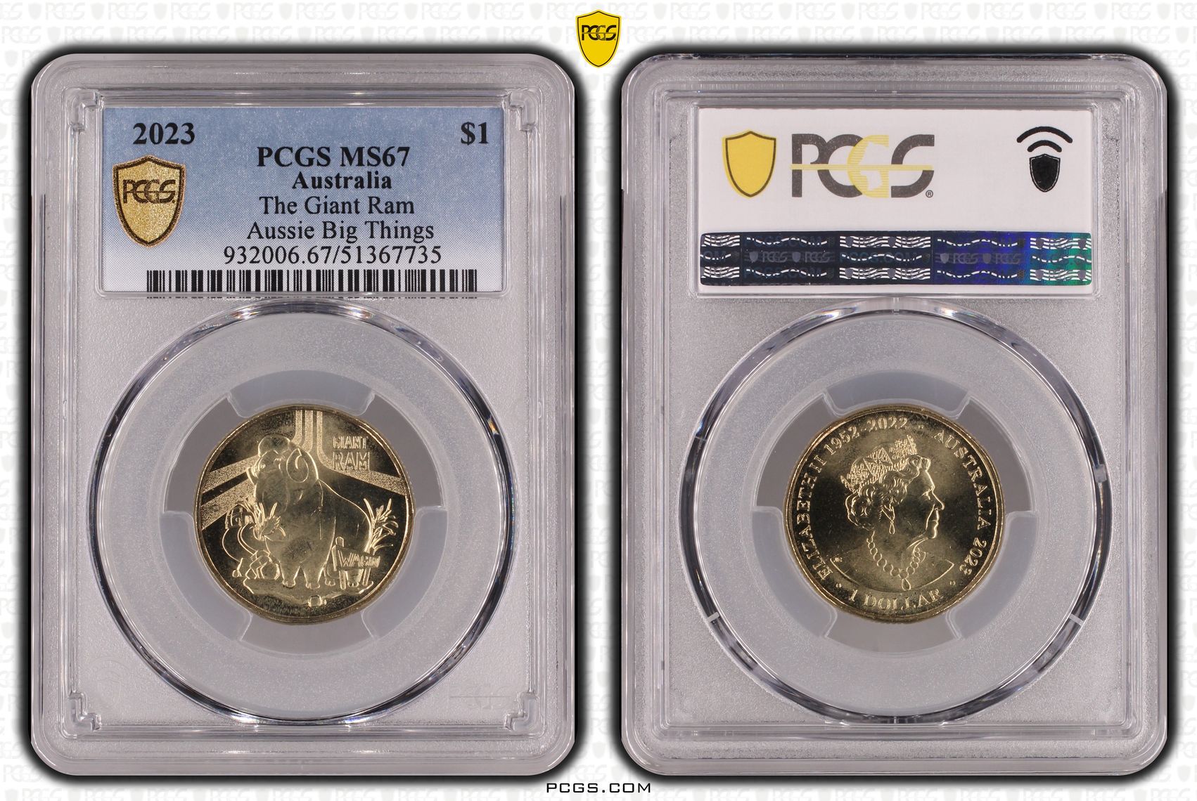 The Giant Ram Aussie Big Things, One Dollar, 2023, PCGS MS67