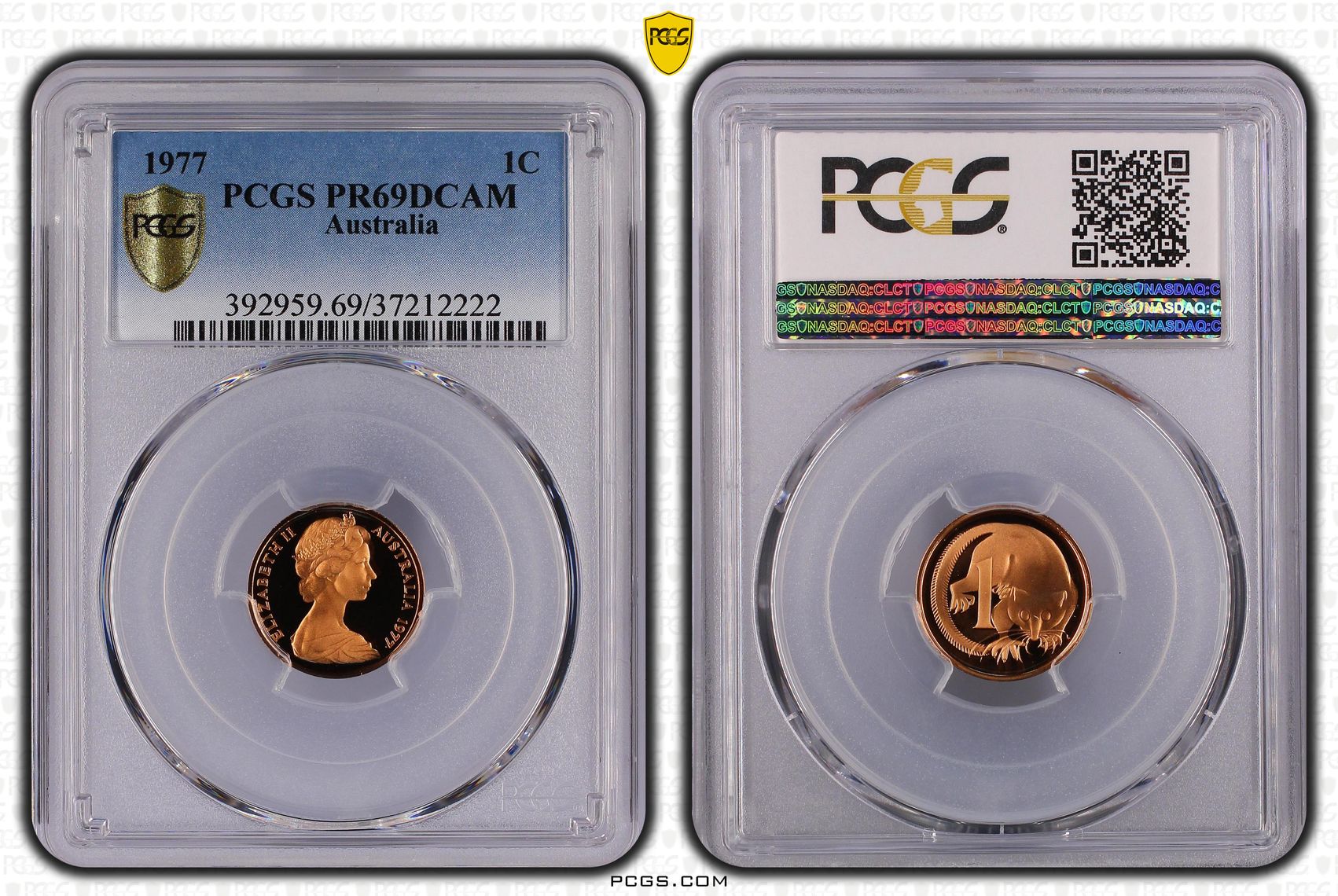 Elizabeth II, One Cent, 1977, PCGS PR69DCAM
