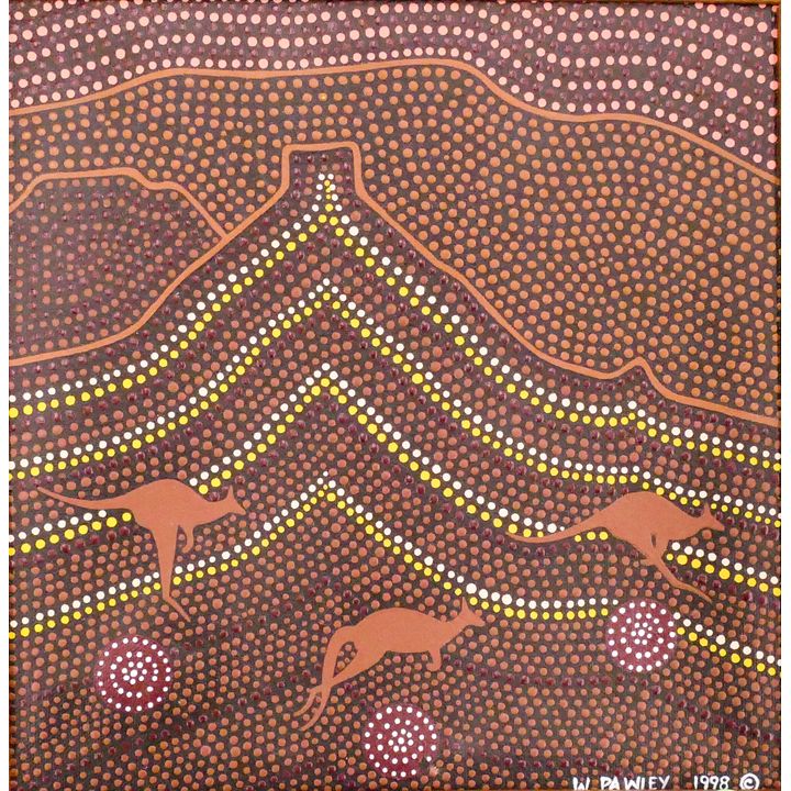 Wendy Pawley Koori Aboriginal Oil on Canvas Painting- 10.5x10.5''