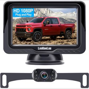 BACKUP CAMERA EASY SETUP PLUG-PLAY: HD 1080P NO-DELAY WATERPROOF - CLEAR NIGHT VISION REAR VIEW CAMERA WITH MONITOR FOR CAR TRUCK