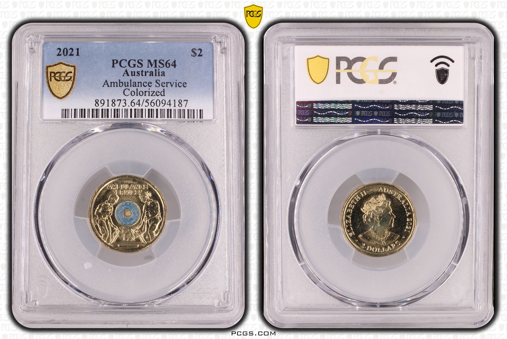 Ambulance Service - Colorized, Two Dollar, 2021, PCGS MS64