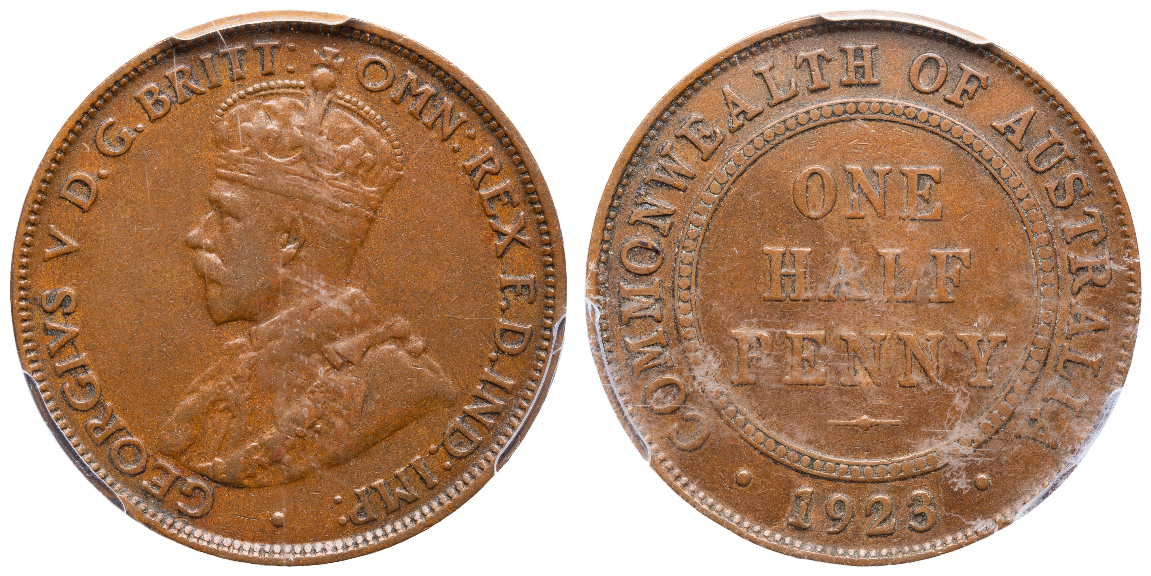 George V, Halfpenny, 1923, PCGS XF 45