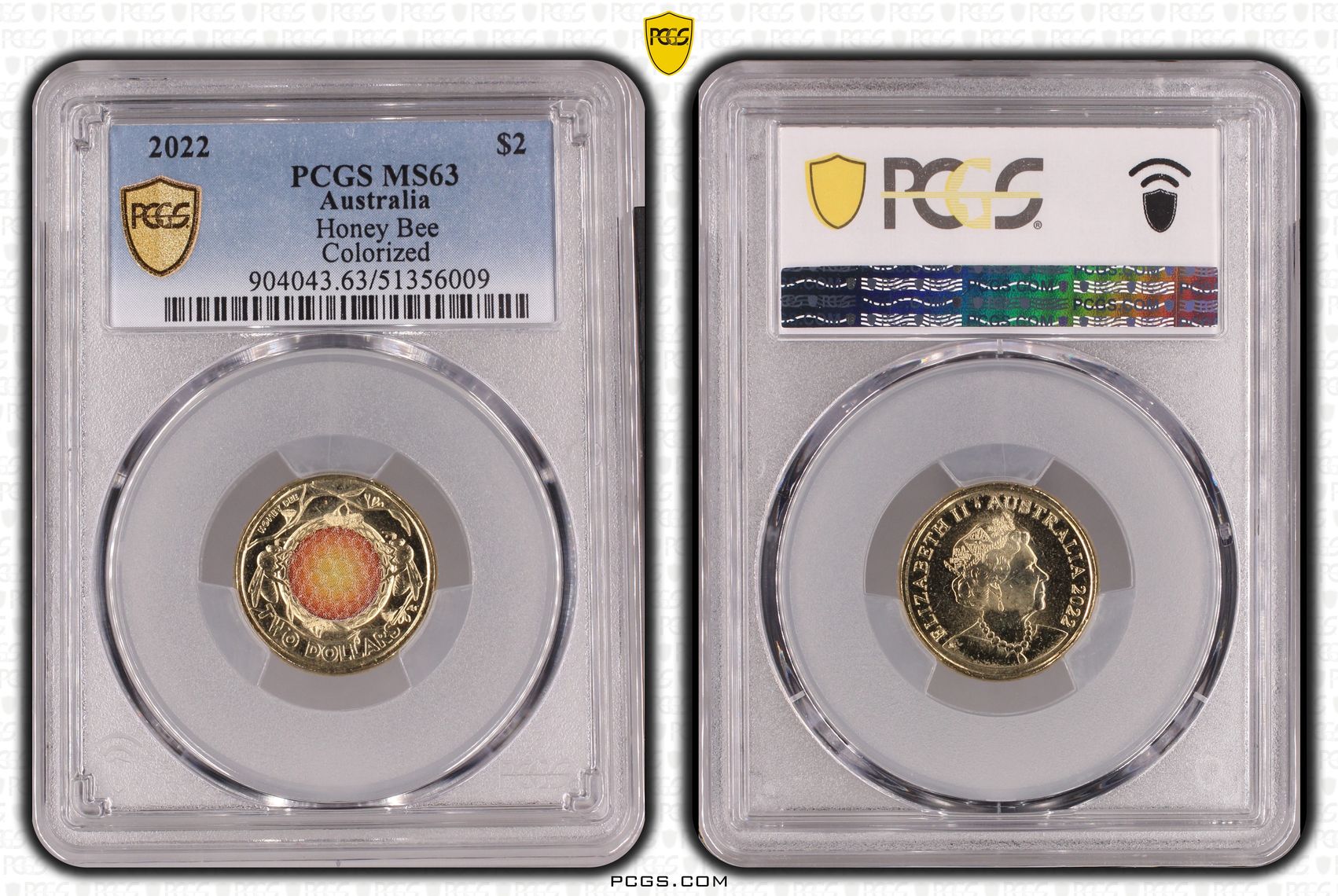 Honey Bee Colorized, Two Dollar, 2022, PCGS MS63