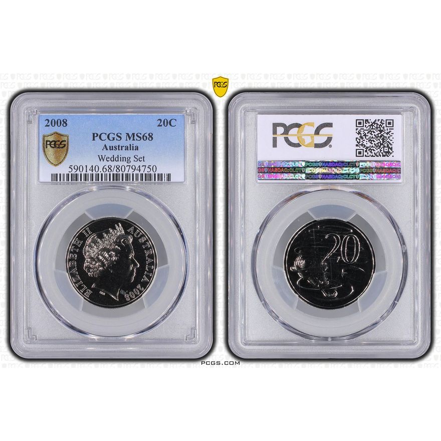 Elizabeth II, Twenty Cent, 2008, PCGS MS68