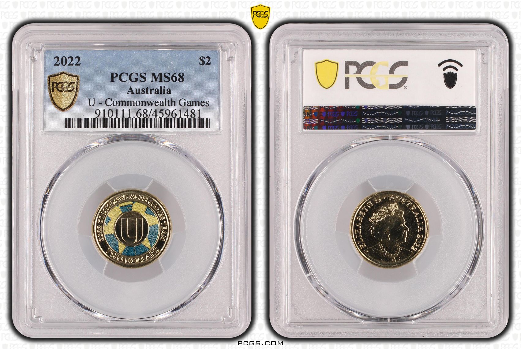 Commonwealth Games - U Colorized, POP 4/0, Two Dollar, 2022, PCGS MS68