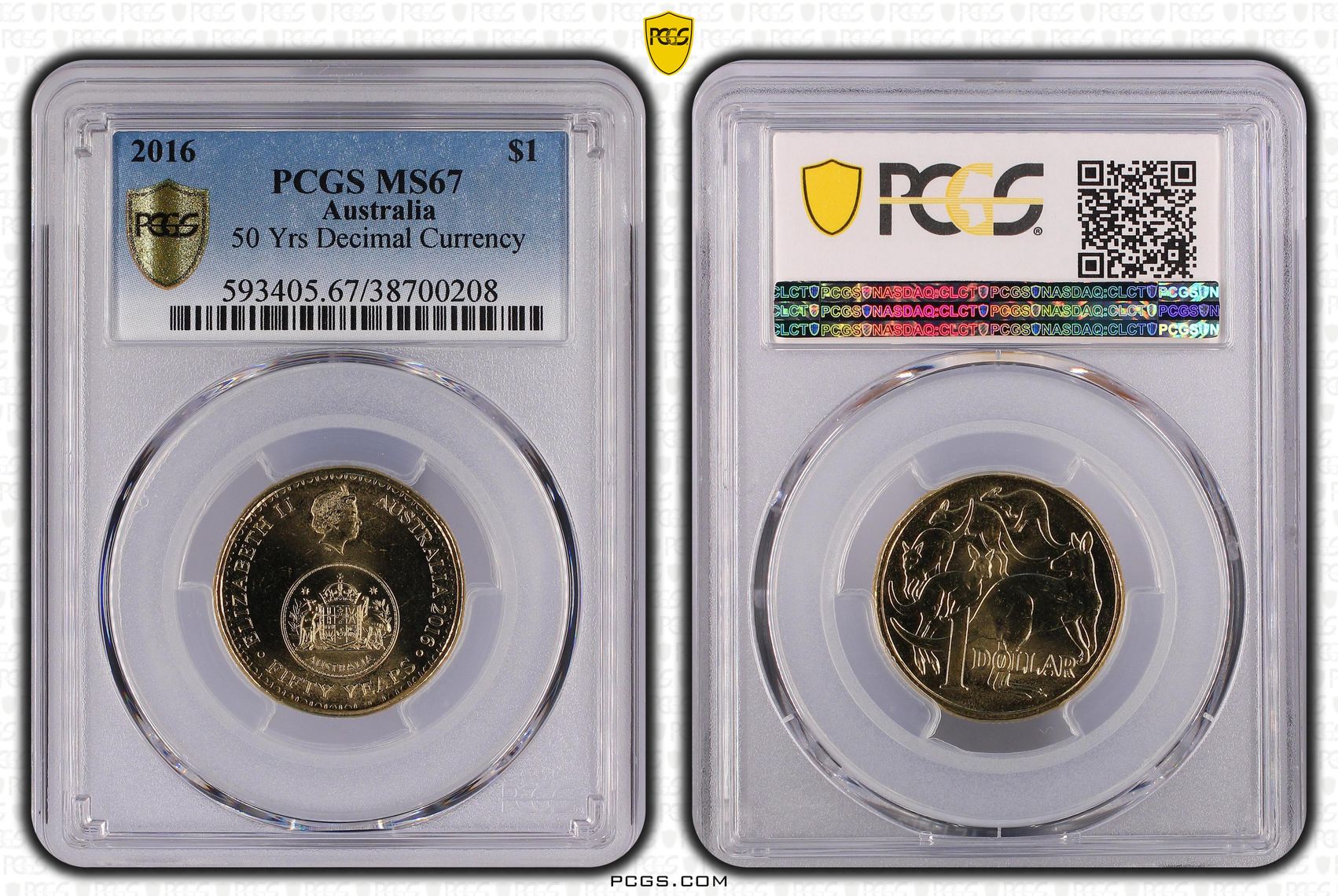 263 · 50 Yrs Decimal Currency, One Dollar, 2016, PCGS MS67