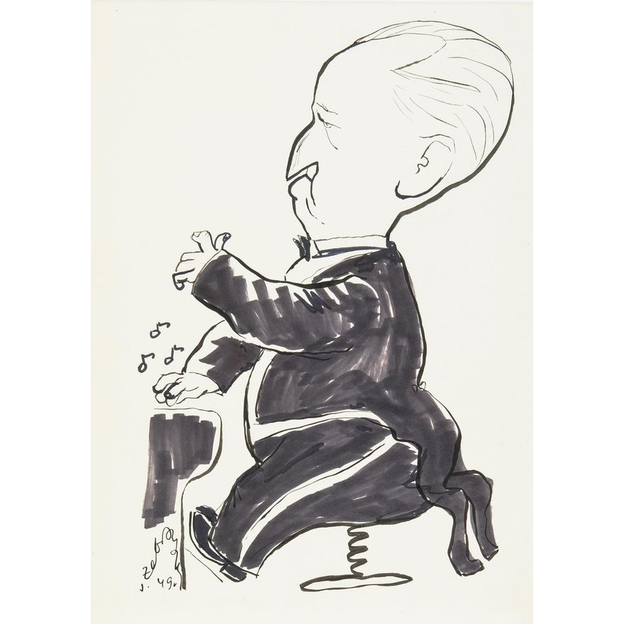 Julian Żebrowski | Karykatura Artura Rubinsteina, 1949