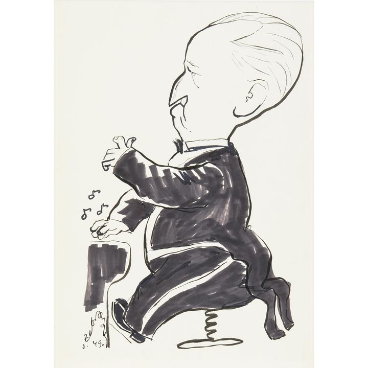Julian Żebrowski | Karykatura Artura Rubinsteina, 1949