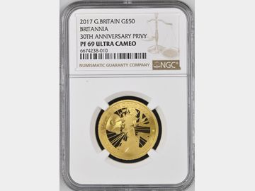 2017 ELIZABETH II PROOF 1/2oz GOLD BRITANNIA PF69 UCAM 50 POUND