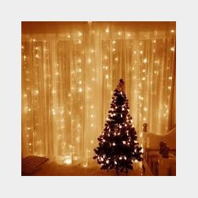 White Warm Christmas Curtain Hanging Fairy LED Lights - 3 x 3m USB Fairy String LED Lights-- 51745/29446 SN B1 (S4)