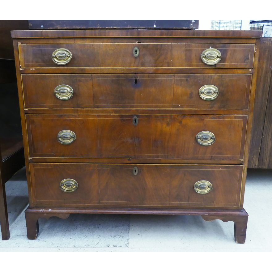 Period American Cherry 4 Drawer Inlaid Chest- 36x38x19''