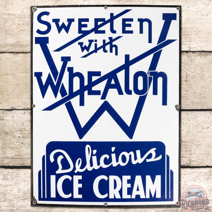 Sweeten with Wheaton "Delicious Ice Cream" SS Porcelain Sign