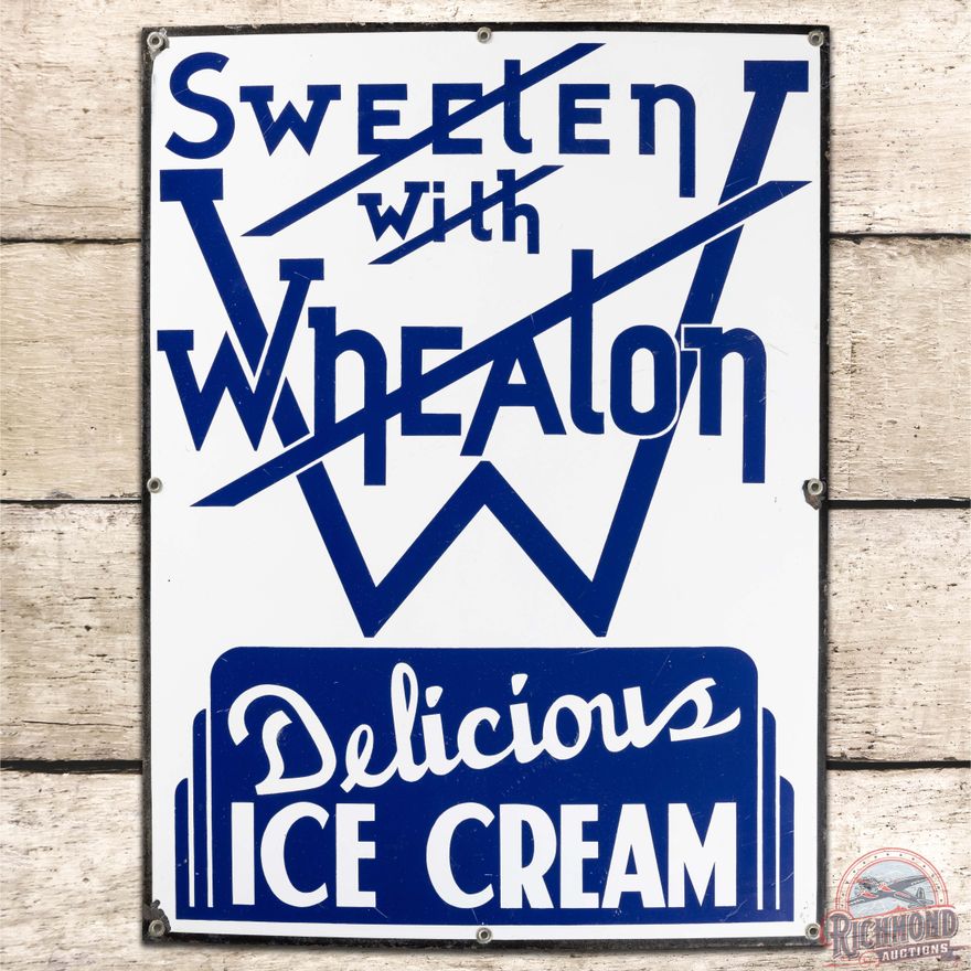 Sweeten with Wheaton "Delicious Ice Cream" SS Porcelain Sign